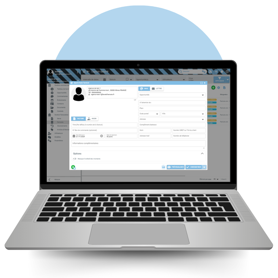 Création de factures en ligne