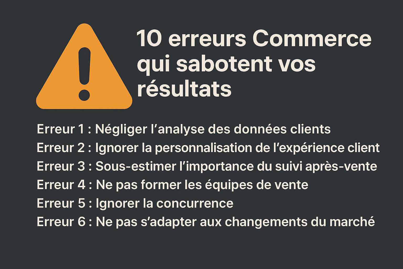10 erreurs Commerce qui sabotent vos résultats