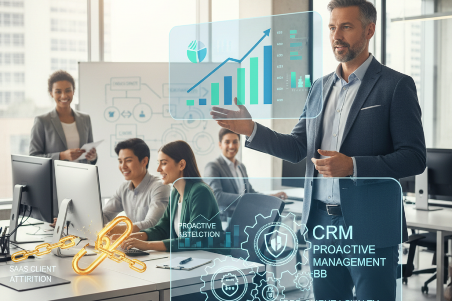 Découvrez l'étude de cas détaillée d'un consultant SaaS qui a implémenté des str - attritionclientsaas, gestioncrmproactive,