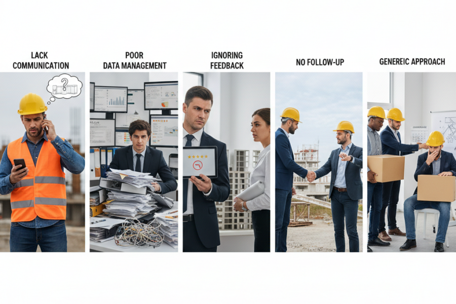 Découvrez les erreurs courantes que les entreprises du BTP commettent dans la ge - gestion relation client btp, erreurs crm c